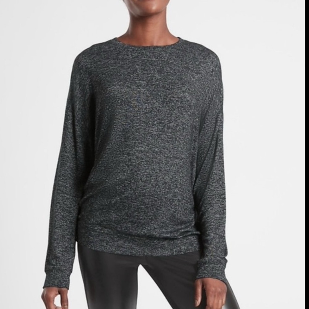 Athleta Heathered Dark Gray Mindful Pullover top size M